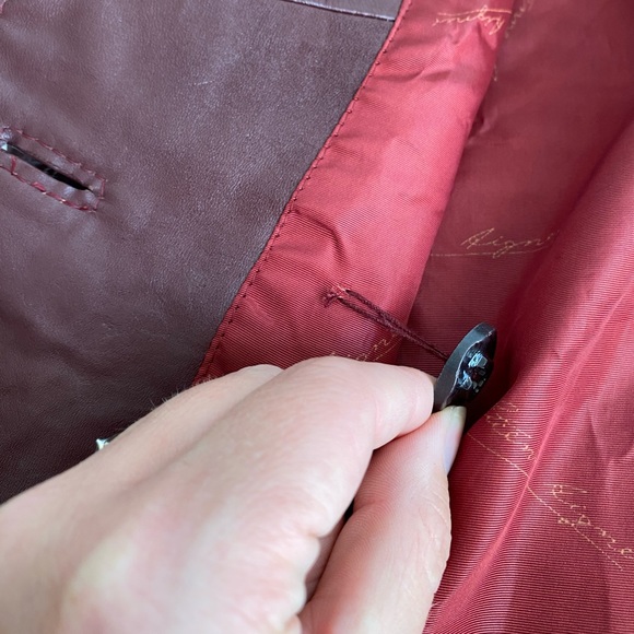 Vintage Etienne Aigner Leather Jacket Trench Wrap Coat Oxblood Burgundy 60s 70s - Picture 15 of 15